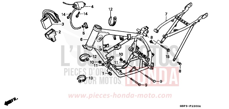 RAHMENKOERPER von CR80R "große Räder" NEUCLEAR RED (R177) von 1998